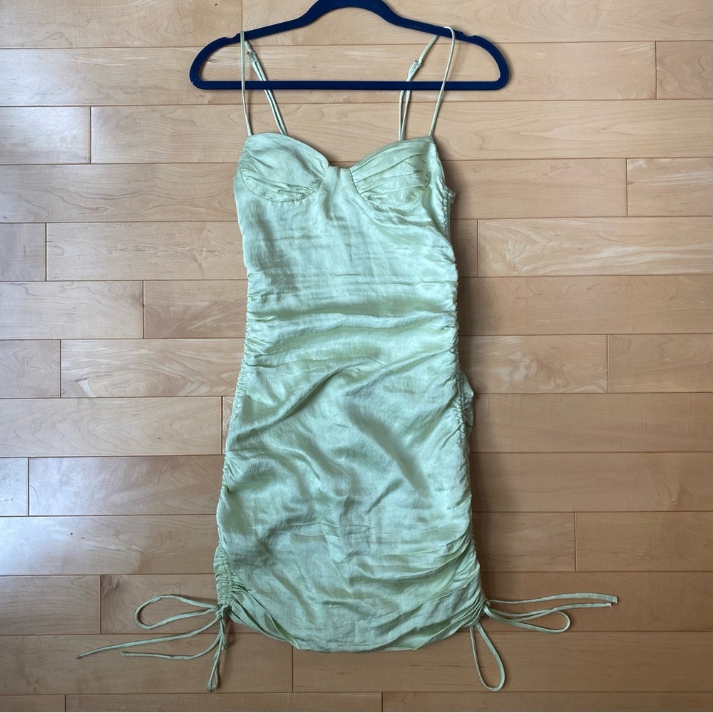 Zara light green shiny mini dress​
